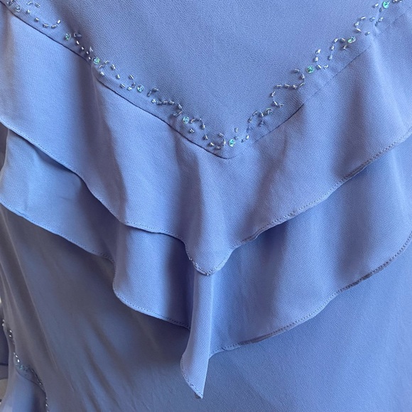 Alex Evenings periwinkle blue tiered chiffon dress 22 - Picture 7 of 8
